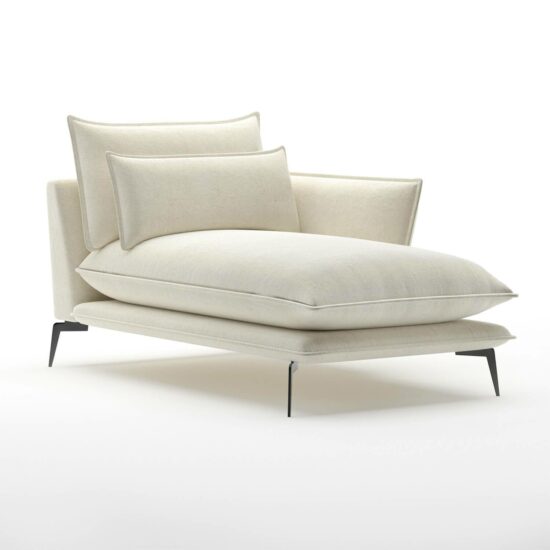 Felicia divan lounge one arm right in off white fabric