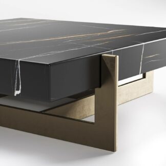 tiffany Black marble coffee table with Antique Bronze Legs