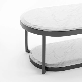 houston two tier marble coffee table in white color