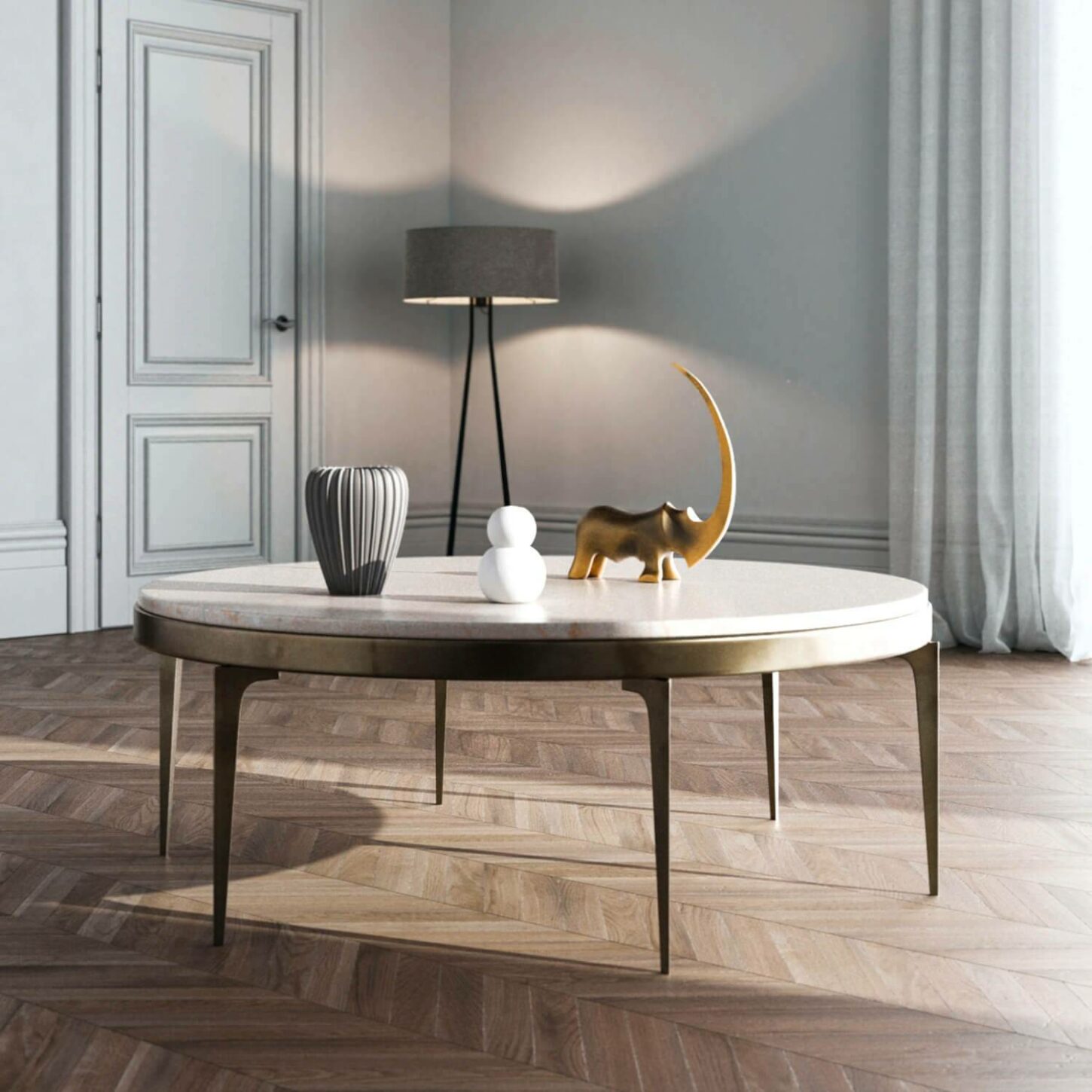 Leo Marble Coffee Table with Metal Base