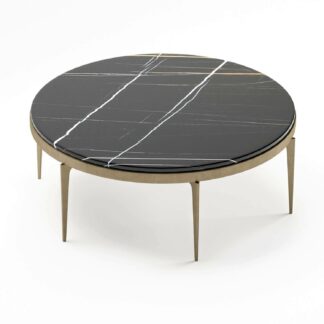 leo round black mable coffee table