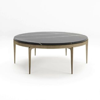 leo round black mable-coffee-table with metal legs