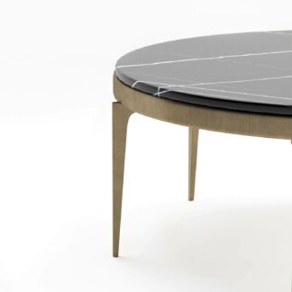 leo round black marble coffee table with stainless steel legs
