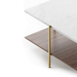 mason two tier square coffee table with marble and wood