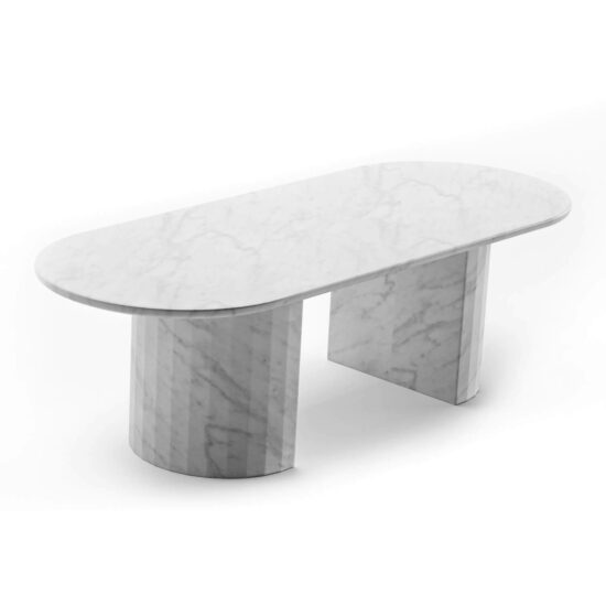 nora oval shaped marble dining table