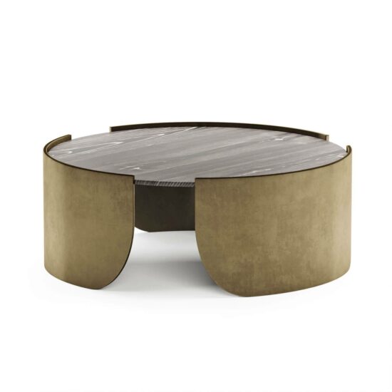 pierce metal coffee table with wooden top