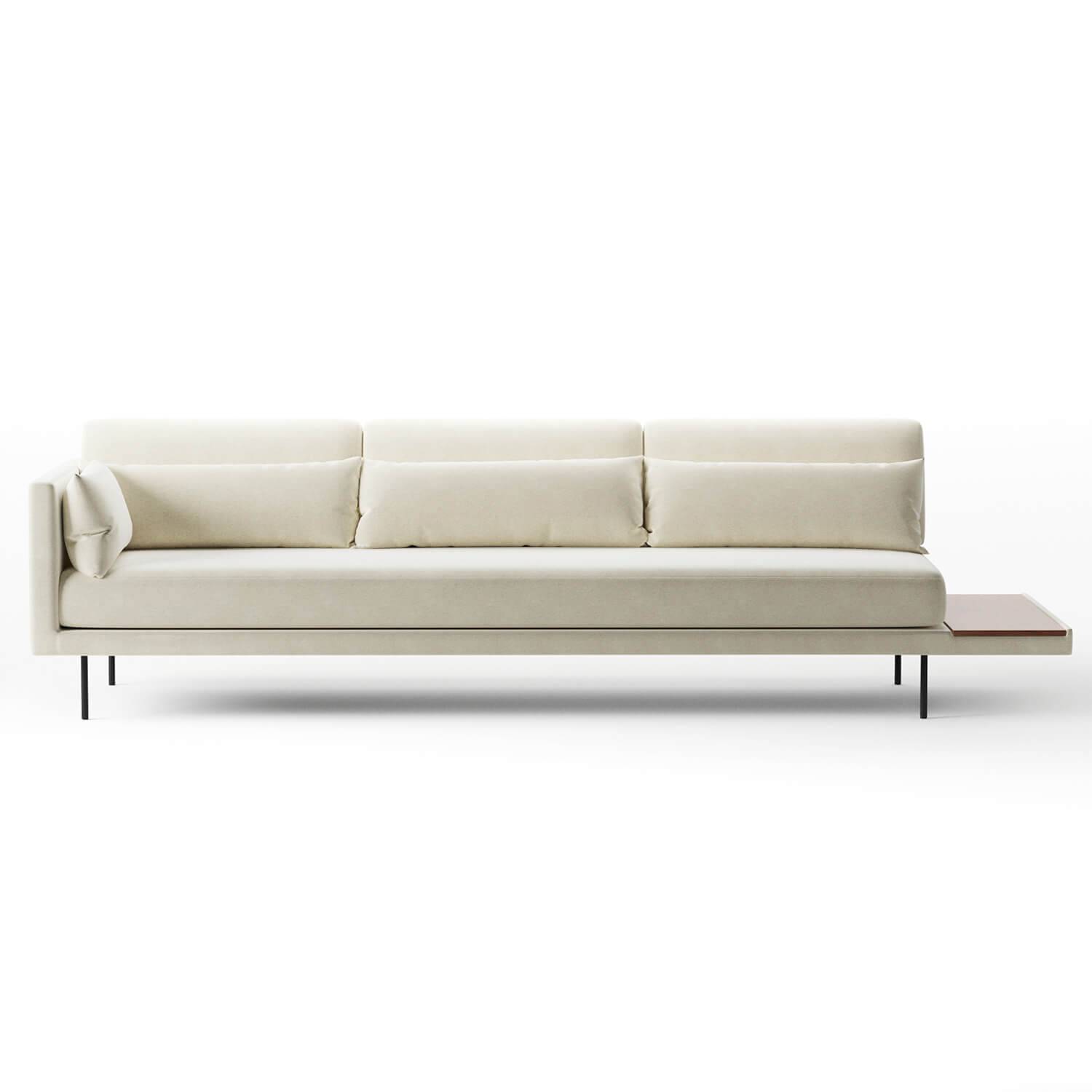 theo 3 seater sofa with right side wooden table