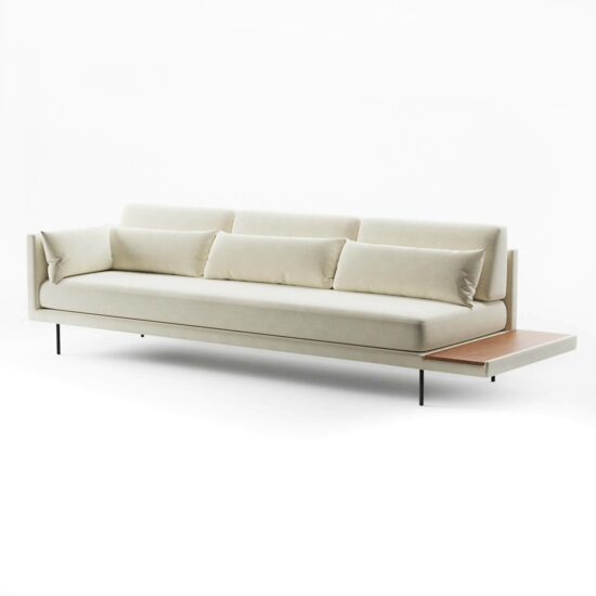 theo three seater sofa with right side table