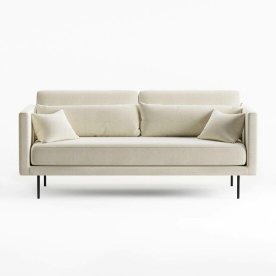 theo two seater sofa in off white fabric