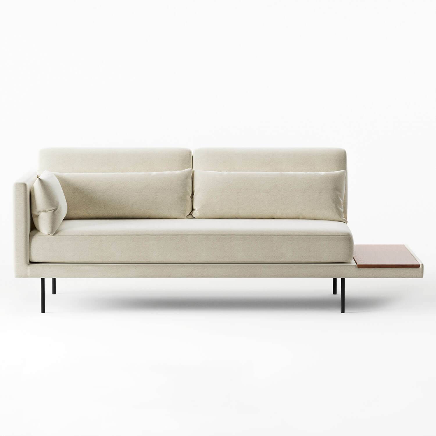 theo two seater sofa with right wooden table