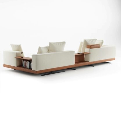 benedict modern l shape sofa with square diwan in cognac leather