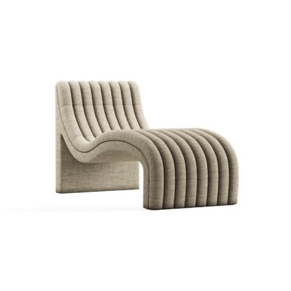 maverick chaise lounge in beige velvet fabric