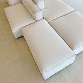 soho modular sectional sofa in white velvet fabric