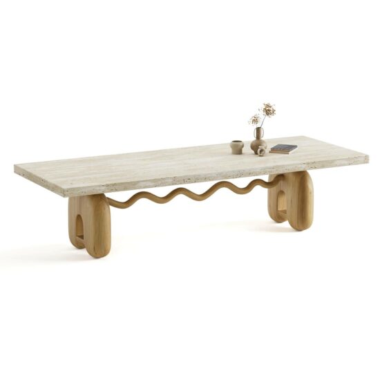 Atlas Dining Table with Travertine Top