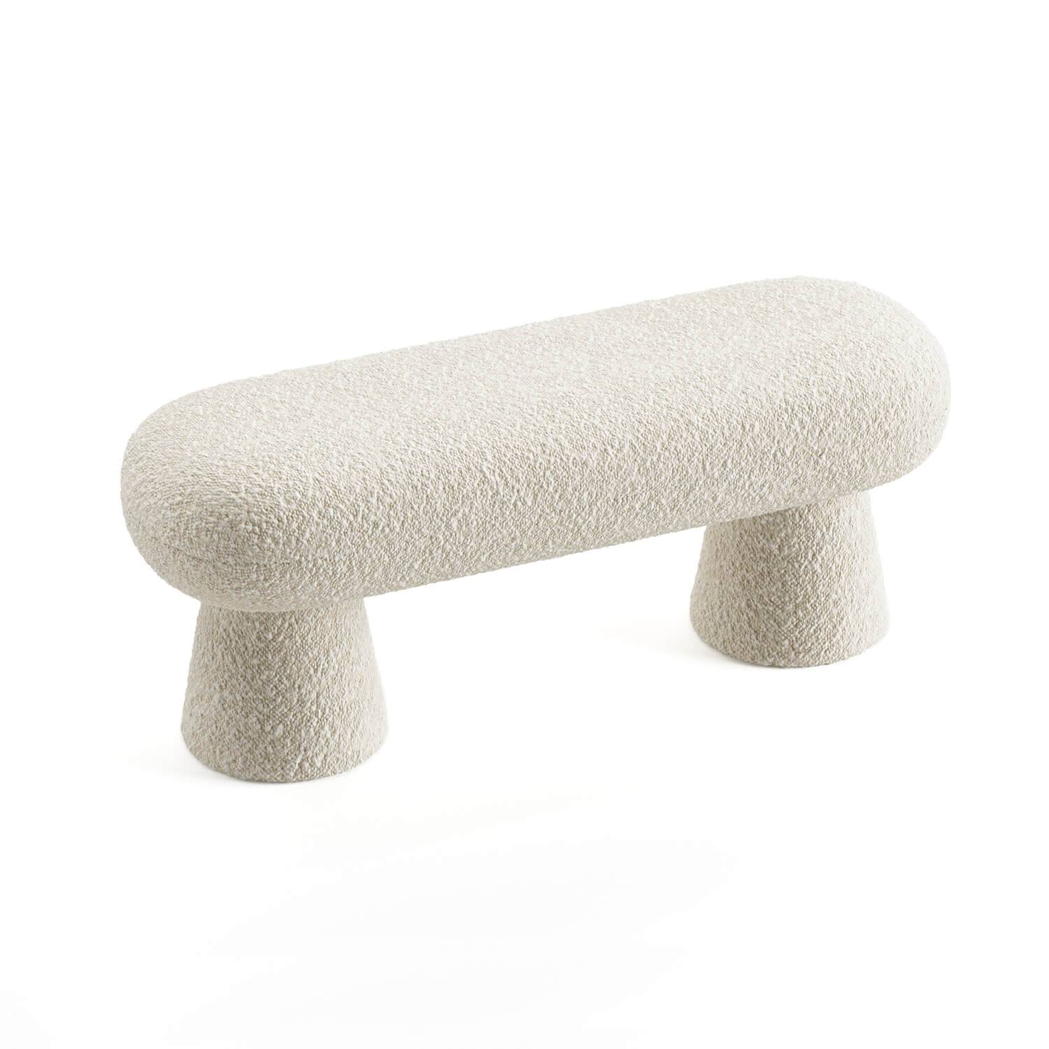 origins bench in offwhite boucle