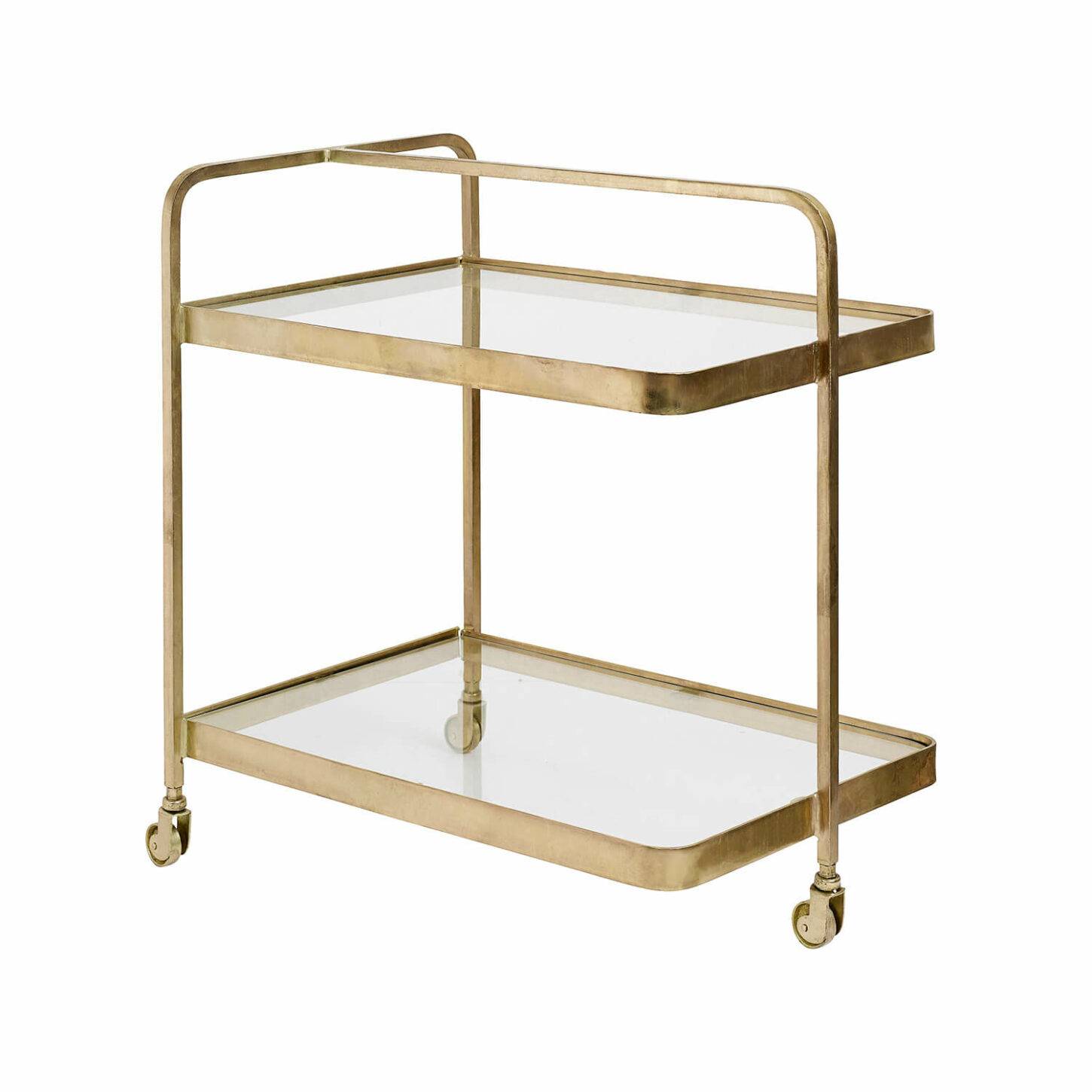 Bar Cart Trolley with Glass Top