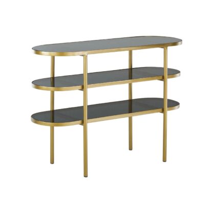 Boca Curved Metal Console with Glass Shelves